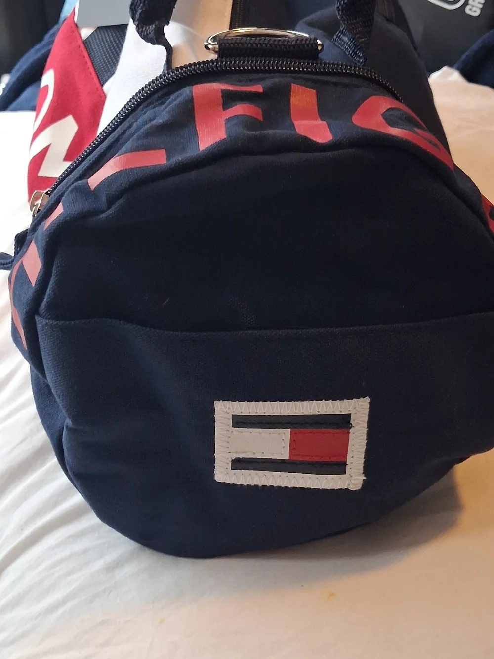NEW WITH TAG Tommy Hilfiger Navy, Red & White Duffel Bag with Shoulder Strap